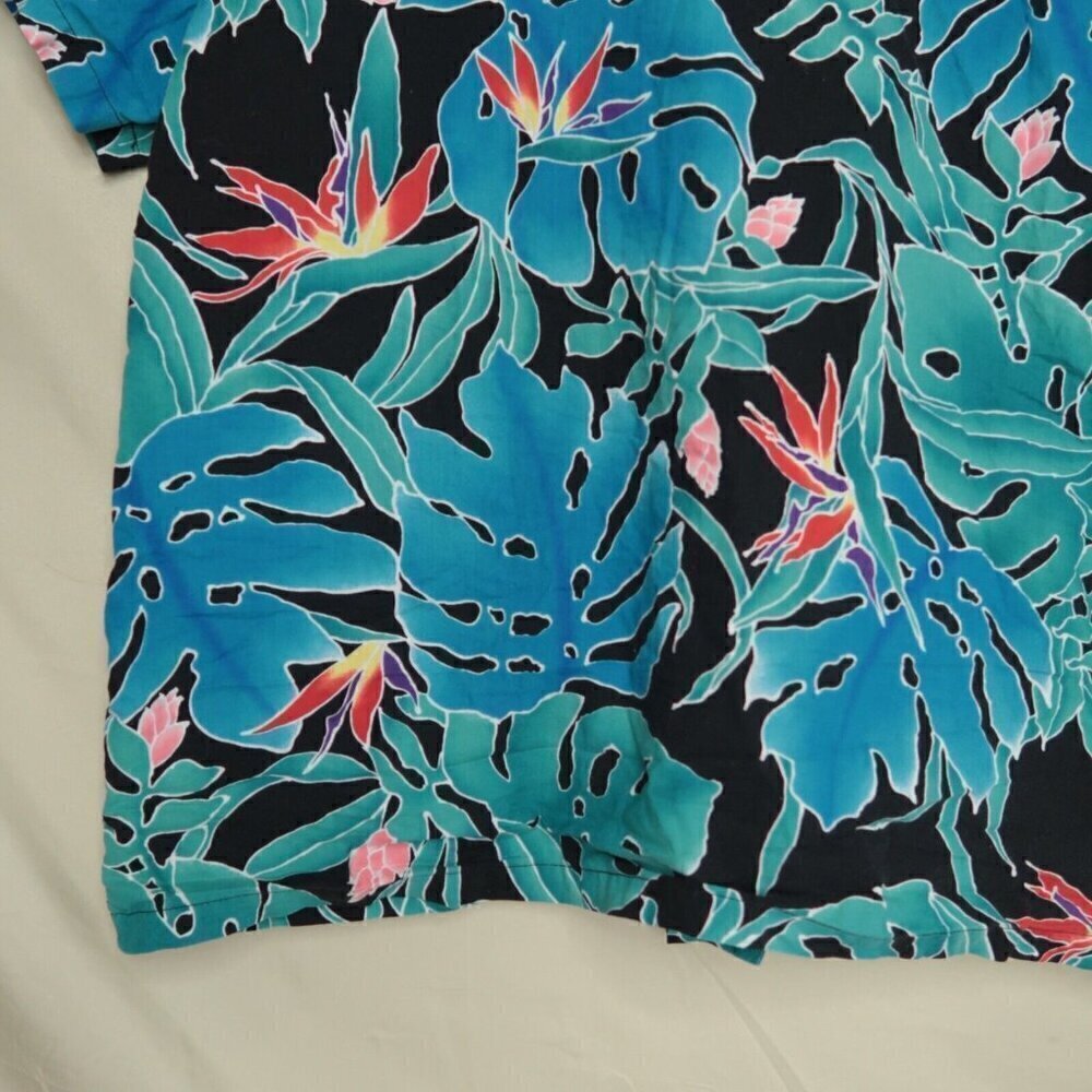VTG Hilo Hattie The Hawaiian Original Shirt Blue Floral Cotton Retro Men's Large - Picture 10 of 13